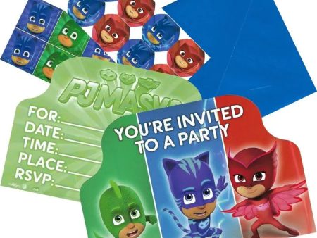 PJ Masks Invitations - 8 Pkt Online Sale