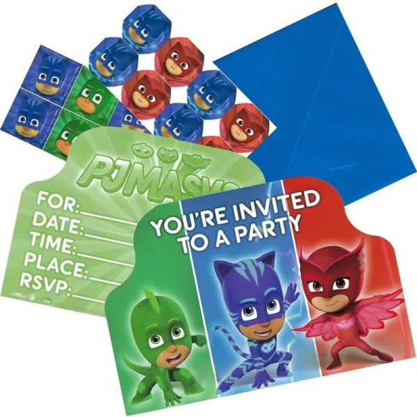 PJ Masks Invitations - 8 Pkt Online Sale