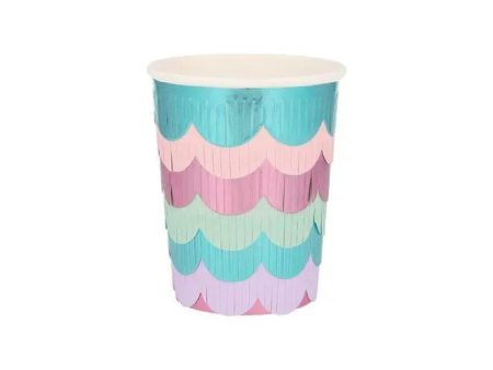 Meri Meri Mermaid Scalloped Fringe Cups - 8 Pkt For Cheap