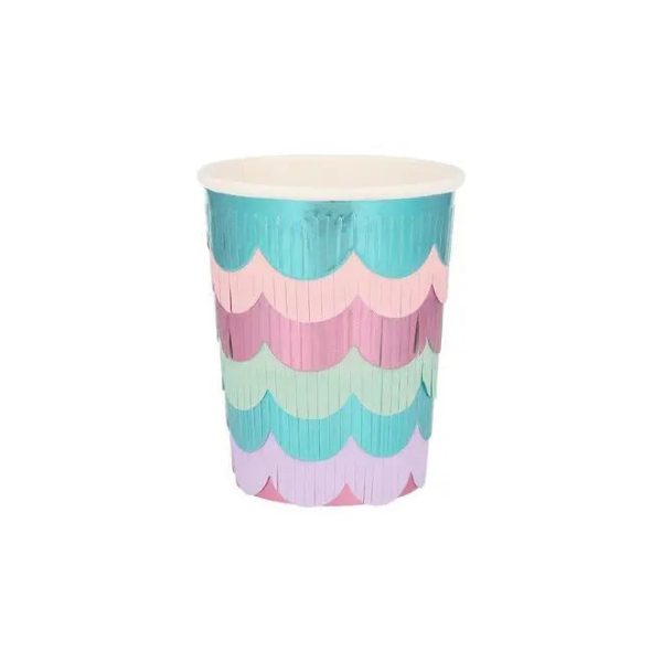 Meri Meri Mermaid Scalloped Fringe Cups - 8 Pkt For Cheap