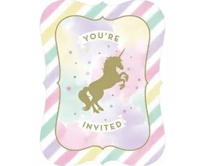 Unicorn Sparkle Invitations - 8 Pkt Online