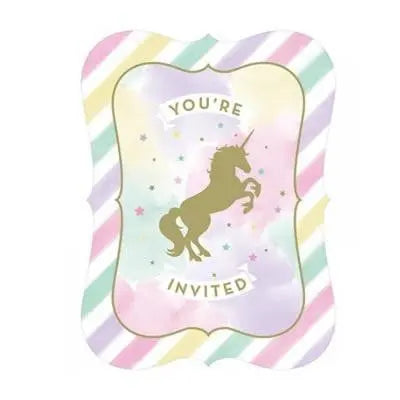 Unicorn Sparkle Invitations - 8 Pkt Online