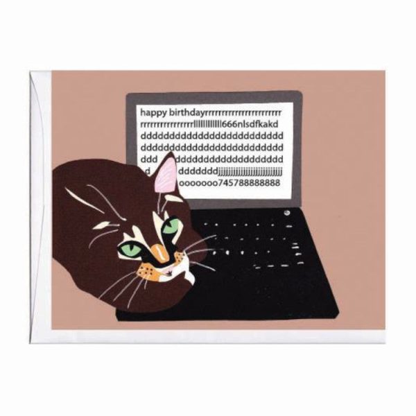 Cat on Keyboard Birthday Card Cheap