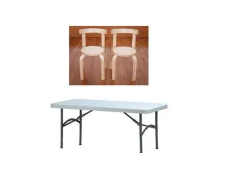 Rectangular Table and Wooden Chairs Setting Hire Online